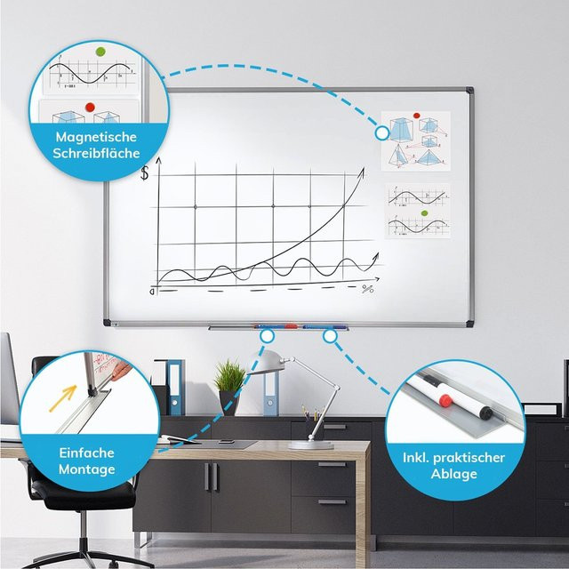 Master of Boards Whiteboard mit lackierter Oberfläche in Weiß zur Wandmontage - Bild 1