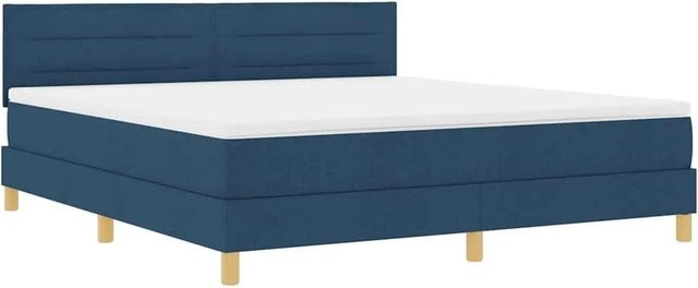 vidaXL LED Boxspringbett mit Matratze in Blau, Hybridmatratze mit USB-Anschluss und LED-Unterbettbeleuchtung, B/T: 180 x 200 cm - Bild 1
