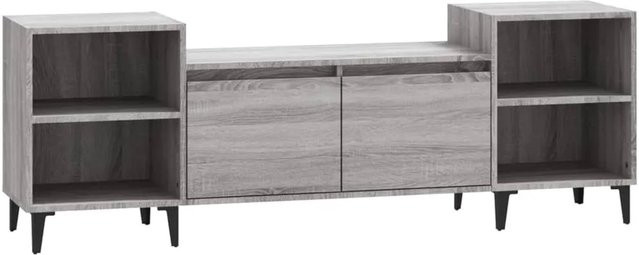 vidaXL TV-Schrank aus Holzwerkstoff und Metall in Grau, B/T/H: 160 x 35 x 55 cm - Bild 1