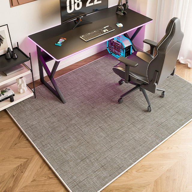 VIKAMA Minimalistischer Teppich in Grau-Schwarz, Schmutzabweisende Bodenmatte für Schlafzimmer und Gaming, Rechteckig, Breite: 120 cm, Tiefe: 80 cm - Bild 1