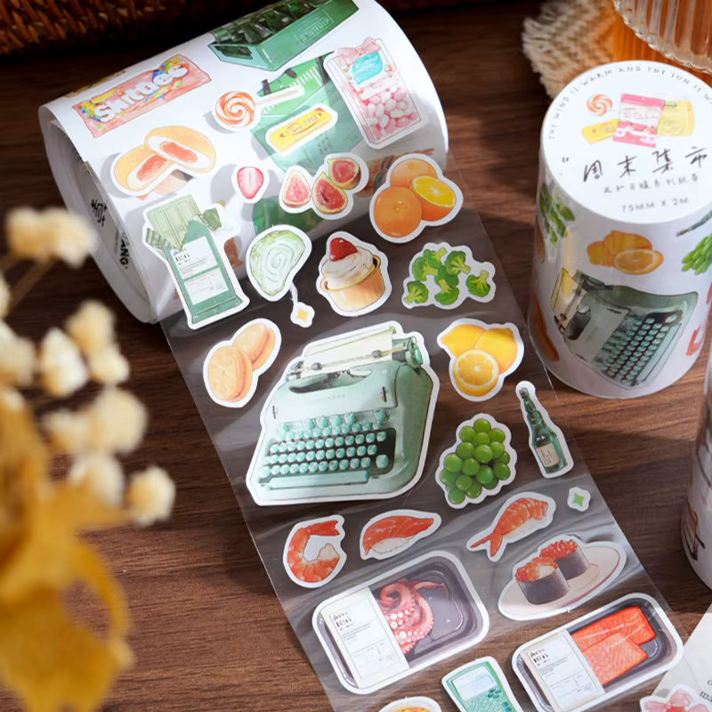 4 Rollen Washi Tape im Retro-Stil mit Kupferstich-Motiv, dekoratives Klebeband für Scrapbooking und DIY-Dekoration, rot und mehrfarbig - Bild 5