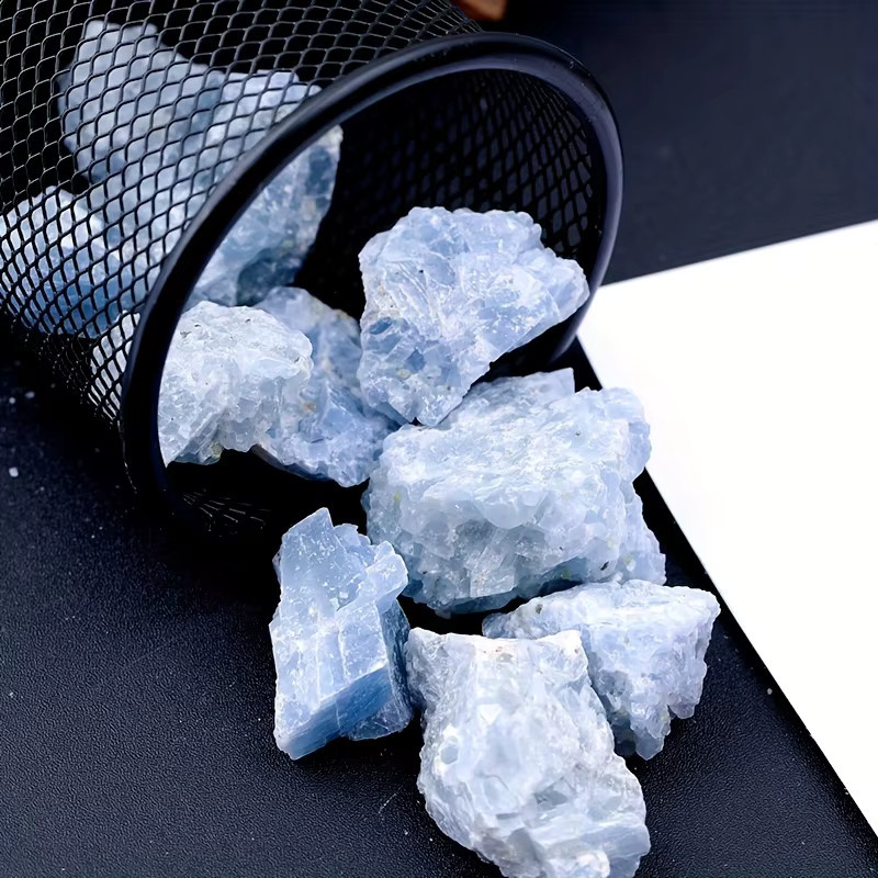 Natürlicher blauer Calcit-Rohstein von CrystalHola zur Dekoration für dein Zuhause, Aquarium oder Terrarium - Bild 2