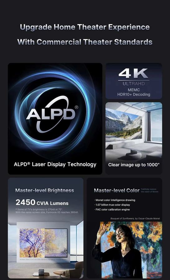 Formovie X5 4K Laser-Projektor mit 4500 ANSI, HDR10+ und Autofokus für dein Heimkino und Outdoor-Events - Bild 3