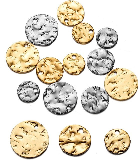 AGCFABS Anhänger Runde Charms, Edelstahl, Gold, Unisex - Bild 1
