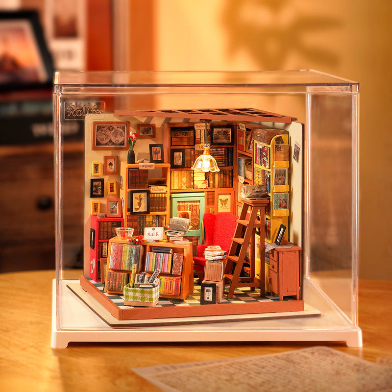 ROBOTIME Rolife 3D-Puzzle Sam's Arbeitszimmer Bibliothek DIY Miniaturhaus Bausatz aus Holz, mehrfarbig - Bild 7