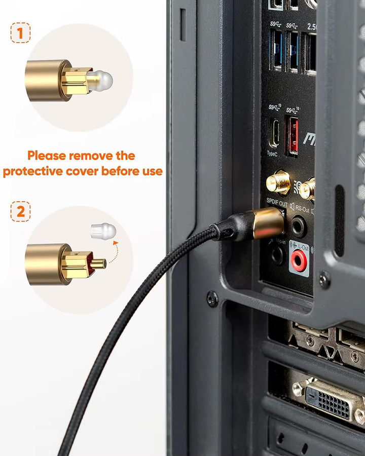 VBDWRM Digitales Optisches Audiokabel Toslink SPDIF 5.1CH HIFI Koaxial Geflochten in Schwarz, Länge: 3 m - Bild 1