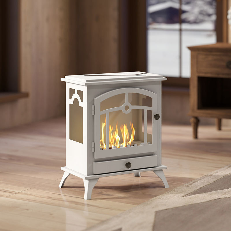HOMCOM Bioethanol-Standkamin in Weiß mit 0,9 l Tank und Edelstahl-Löschstab für Innenräume, H x B x T: 54 x 45 x 28 cm - Bild 2