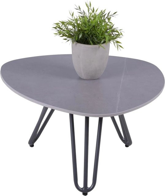 DELUKE Gartentisch KALLE aus Aluminium und gesintertem Stein in Grau, B/T/H: 68 x 68 x 39 cm - Bild 1