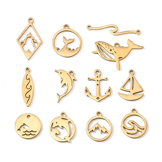Charms Wal Delphin Marine, Edelstahl, Gold, Unisex - Bild 1