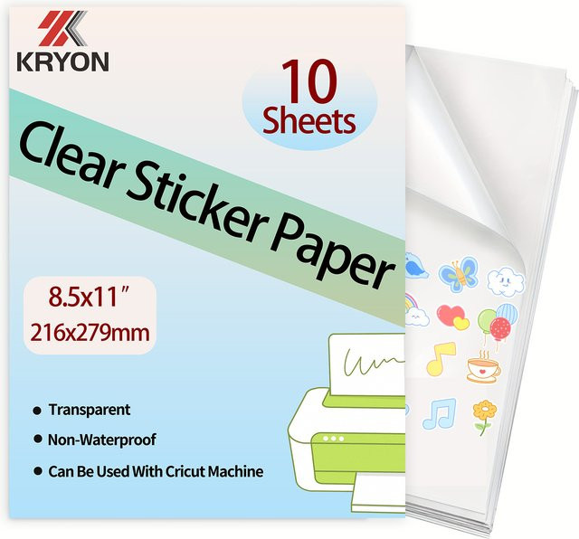 Transparentes Vinyl-Aufkleberpapier für Tintenstrahldrucker, 10 Blatt, B: 21,6 cm, H: 27,9 cm - Bild 1