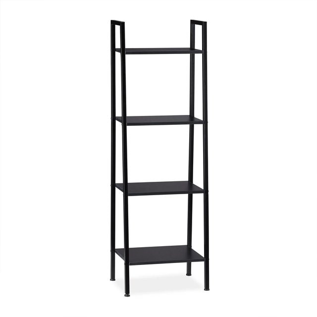 Relaxdays Standregal Metall Schwarz mit 4 Ablagen im Industrial Design, H x B x T: 136 x 44 x 31,5 cm - Bild 1