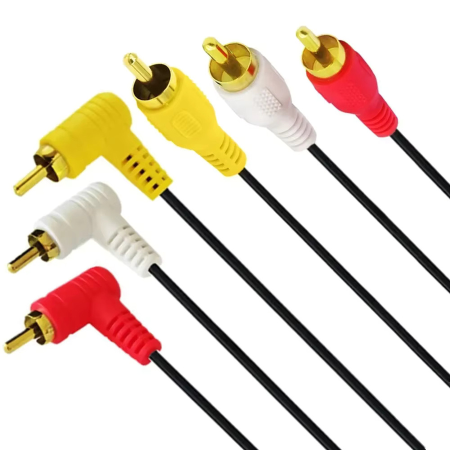 BSN 3 RCA Audio-Video-Kabel vergoldet mit 90-Grad-Winkel, Länge: 1,5 m - Bild 2
