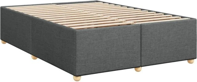 vidaXL Bettgestell aus Kiefernholz und Stoff in Dunkelgrau B/T/H: 140 x 200 cm - Bild 1