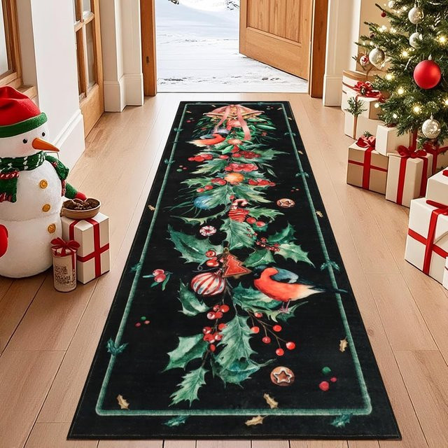 VIKAMA Teppich mit floralem Design, Mehrfarbig, B/T: 120 x 40 cm, Anti-Rutsch und Wärme-Beständig für Wohnzimmer und Flur - Bild 1