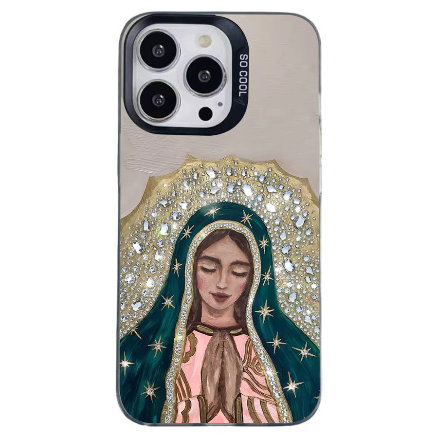 Stoßfeste Handyhülle mit Virgen Mary Virgin De Guadalupe Motiv für iPhone 11 bis iPhone 17 Pro Max Plus in Silber und Multicolour - Bild 7