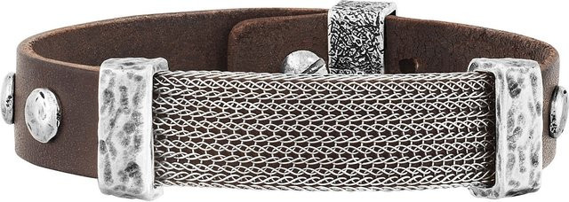 Seven-24 Armband, Edelstahl, braunes Leder, Herren - Bild 1