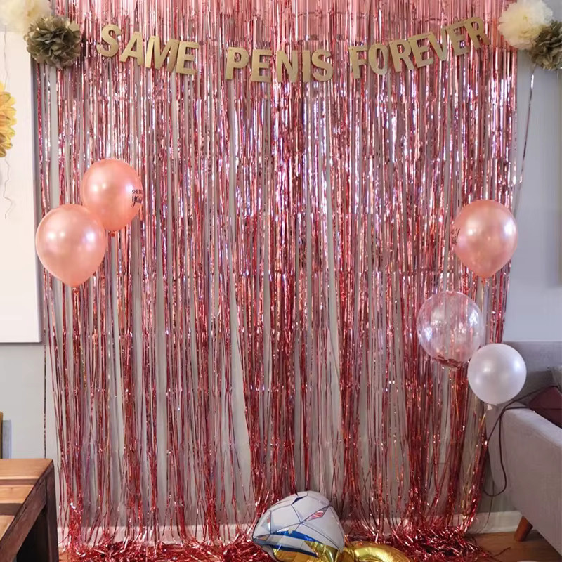2er-Pack WEIGAO Folienvorhänge Glitzer Fringes in Silber und Roségold zur Partydekoration für Geburtstag oder Hochzeit - Bild 2