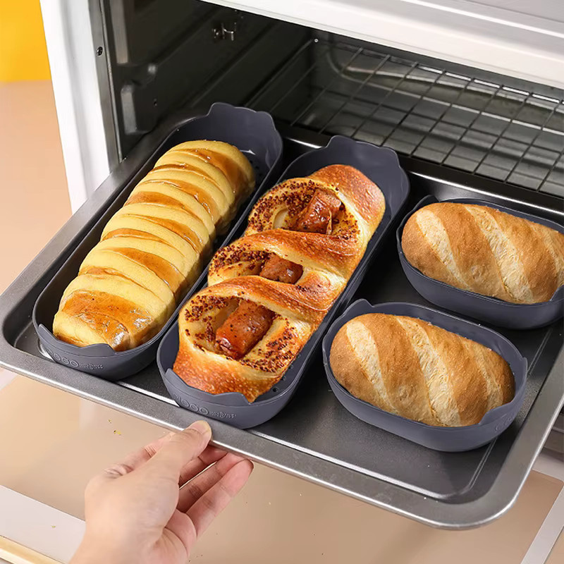 Venlohome Antihaft Silikon Hot Dog Brötchen Form und Brotbackform in Grau - Bild 2