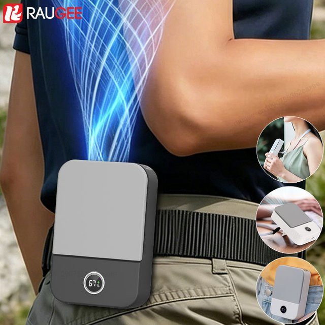 Tragbarer Mini Taillenventilator von ragee in Schwarz mit 2000 mAh Akku, wiederaufladbarer Clip-Ventilator mit 3 Geschwindigkeitsstufen zum Anclipen oder Umhängen für Outdoor und Camping - Bild 1