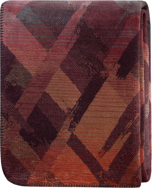 Biederlack Wohndecke Garnet Glow in Rot und Multicolour mit geometrischem Design - Bild 1