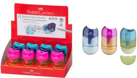 FABER-CASTELL Radierer-Spitzer-Kombi Mini Einfachspitzdose für Blei- und Farbstifte, 12 Stück, Multicolor - Bild 1