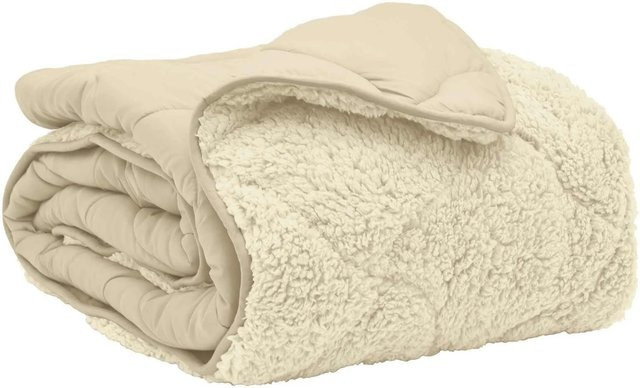 vidaXL Winterbettdecke Beige aus Mikrofaser und Teddy-Fleece, B/B: 155 x 200 cm - Bild 1
