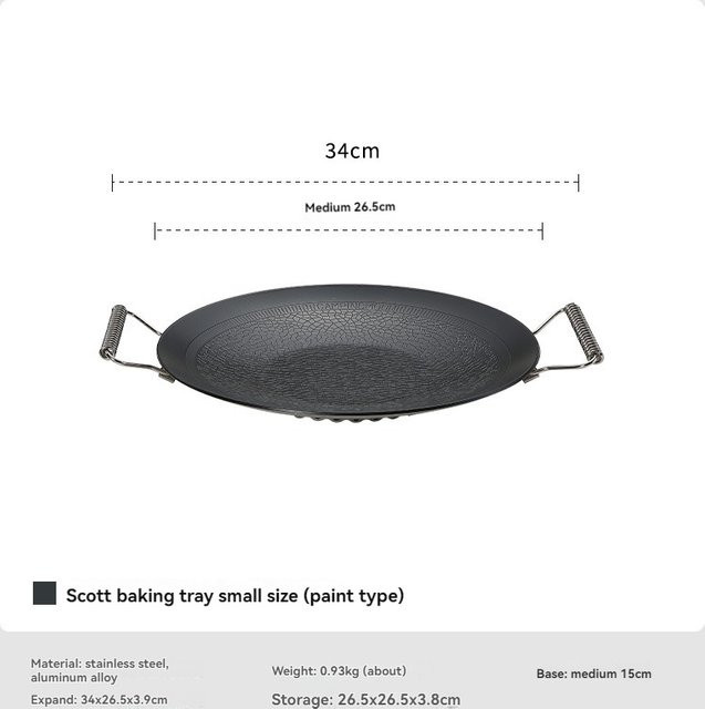 CAMPINGMOON GRW-27F Faltbare Grillplatte aus Stahl, dreischichtig und antihaftbeschichtet, Schwarz, B/T/H: 34,0 x 26,5 x 26,5 cm - Bild 1