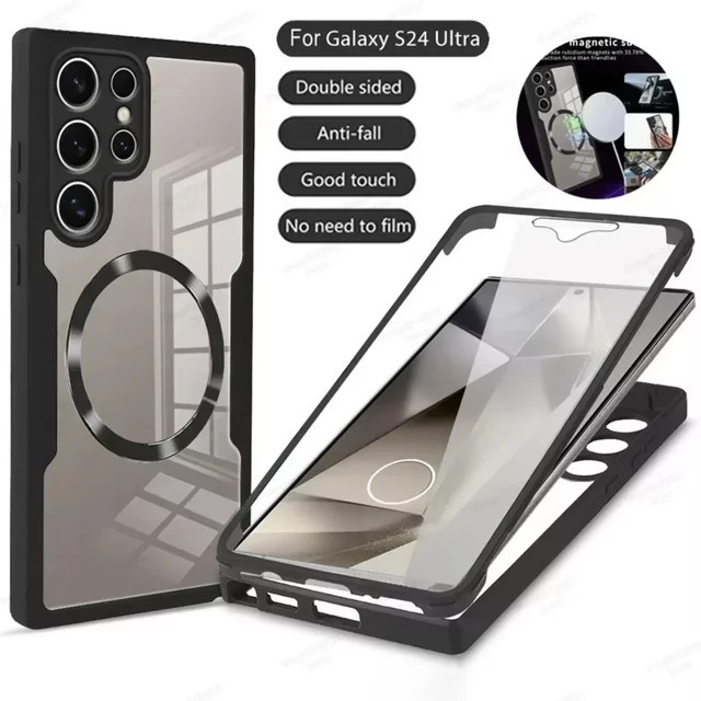 Shellbox Handyhülle für Samsung Galaxy S25 FE, S25Edge und S24 Ultra mit MagSafe-Kompatibilität, sturzsicher und gepanzerte Optik in Black oder Pink - Bild 1