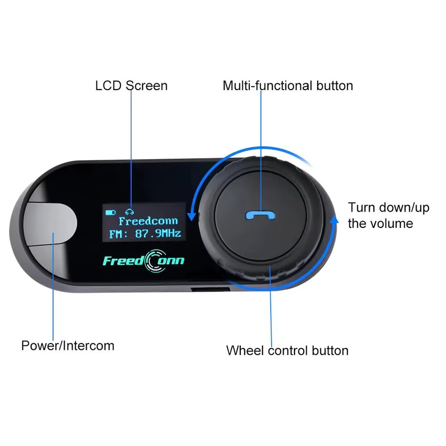 Freedconn T Com SC Bluetooth Motorrad-Intercom Helm-Headset in Schwarz mit BT 5.0 für bis zu 10 Fahrer und Musik-Sharing - Bild 5