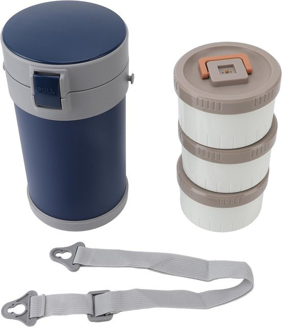 Aimo Isolierte Lunchbox aus Edelstahl mit 3 Etagen, Mikrowellengeeignet und Auslaufsicher, Blau, 2,3 l - Bild 1