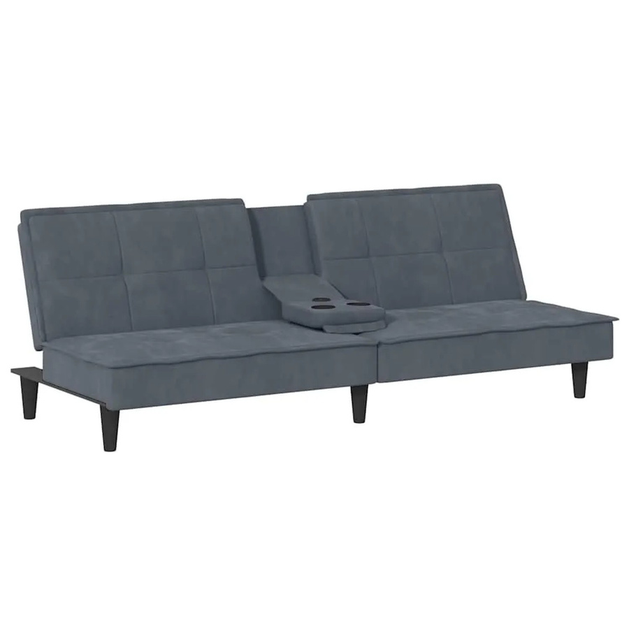 vidaXL Schlafsofa aus Samt in Dunkelgrau mit Getränkehaltern, USB-Ladefunktion und verstellbarer Kopfstütze - Bild 2