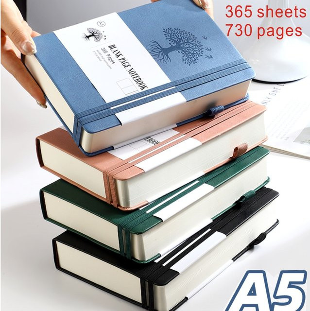 Lidafish Notizbuch A5 in Orange mit Hardcover aus PU-Leder, 365 Seiten, blanko - Bild 1