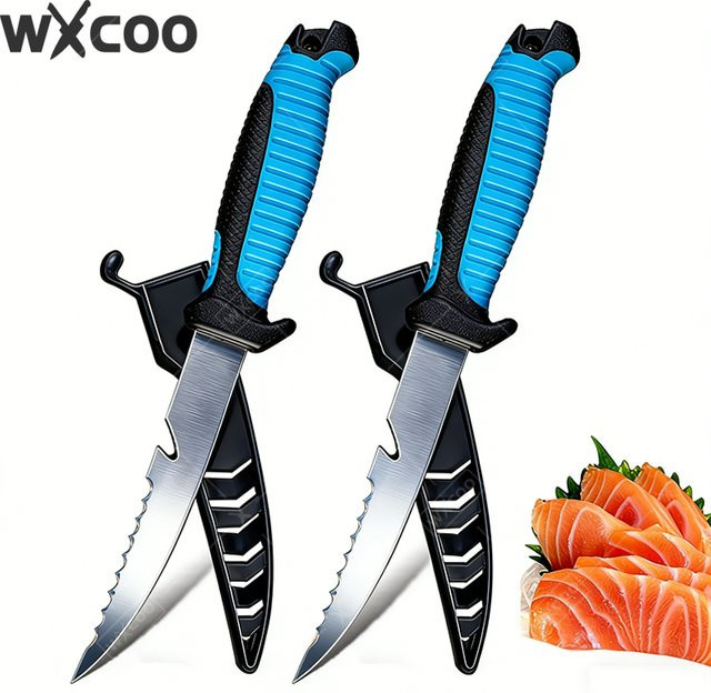 WXCOO Fischfiletiermesser aus Edelstahl mit Schutzhülle in Blau - Bild 1