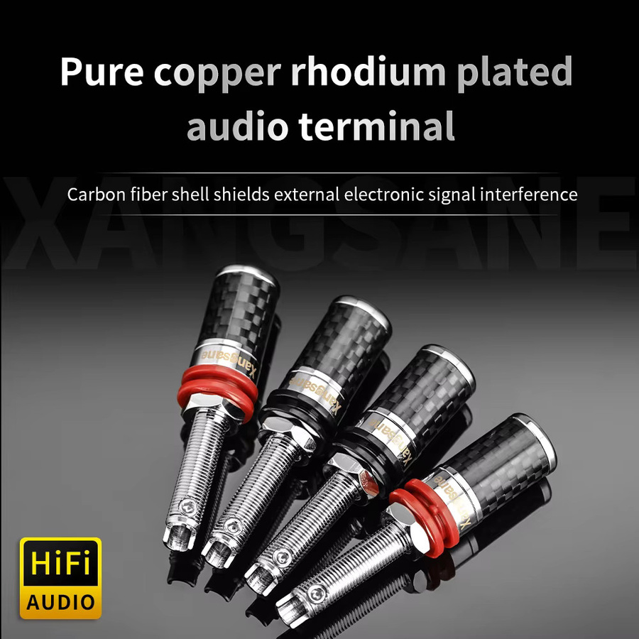 Xangsane Hifi-Klemmenblock aus rotem Kupfer mit Rhodinierung und Platinbeschichtung für Audio-Bananenstecker in Rot und Silber - Bild 5