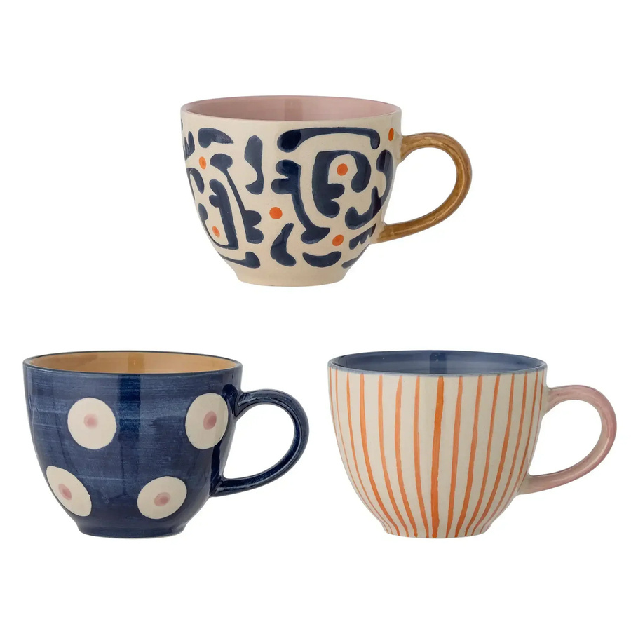 Bloomingville Eviaya Keramikbecher in Blau, Set von 3 Stück - Bild 1