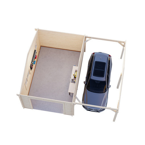 Palmako Garage Roger aus Fichtenholz mit Satteldach, Farbe: braun/transparent, B/T/H: 706 x 619 x 316 cm - Bild 2
