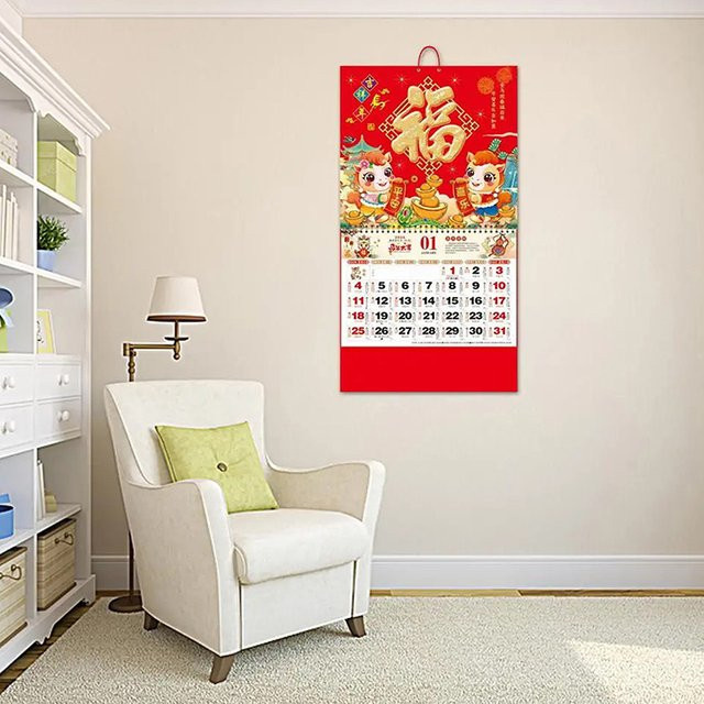 KOQZM Wandkalender 2026 mit chinesischem Mondatumskalender Das Pferd in Rot - Bild 1
