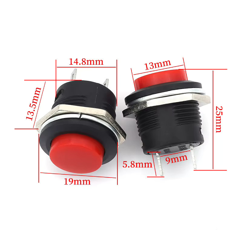 Javino Momentary Push Button Switch R13-507 Runde Schalter 16mm 6A/125VAC 3A/250VAC in verschiedenen Farben - Bild 2