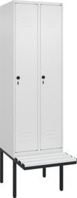 C+P Spind Classic PLUS Garderobenschrank mit Bank, 2 Abteile, Farbe Reinweiß, B/T/H: 212 x 60 x 81,5 cm - Bild 1