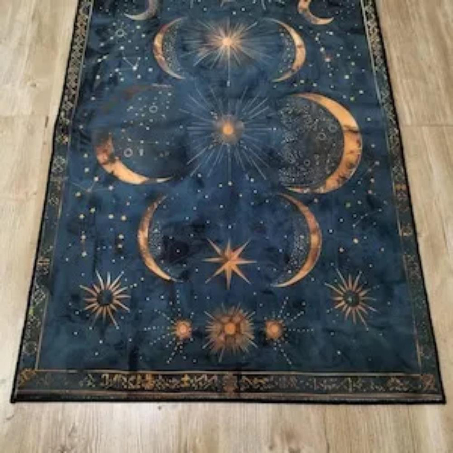 HGHT Teppich mit Sternennacht-Muster in Blau, Kosmisches Design für Wohnzimmer und Schlafzimmer, B/T: 60 x 90 cm - Bild 3