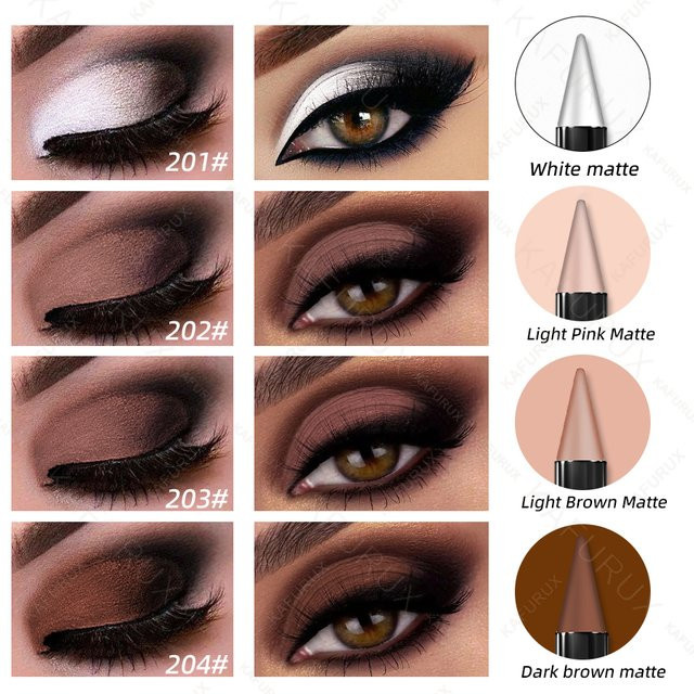 FUNPARK Lidschatten-Stifte Matte, 4 Farben, Weiß Rosa Braun Nude - Bild 1