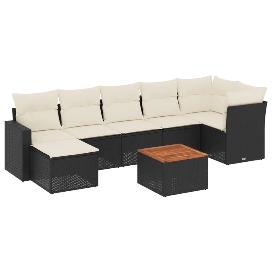 vidaXL 8-tlg. Garten-Sofagarnitur aus Polyrattan in Schwarz mit Kissen und Metallgestell - Bild 2
