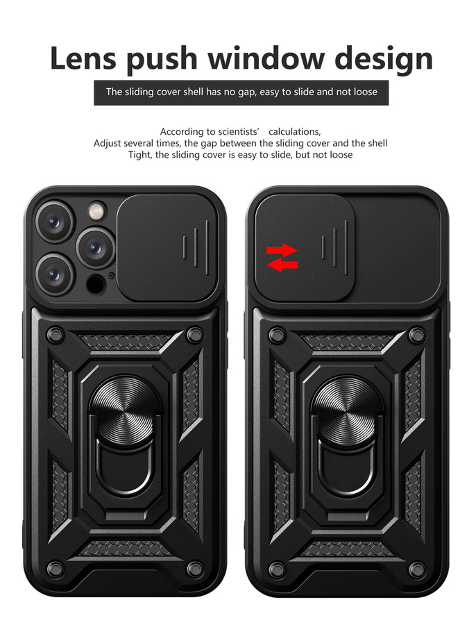 Magnetische Stoßfeste iPhone 14 ProMax Schutzhülle mit Ring-Ständer in Rot - Bild 5
