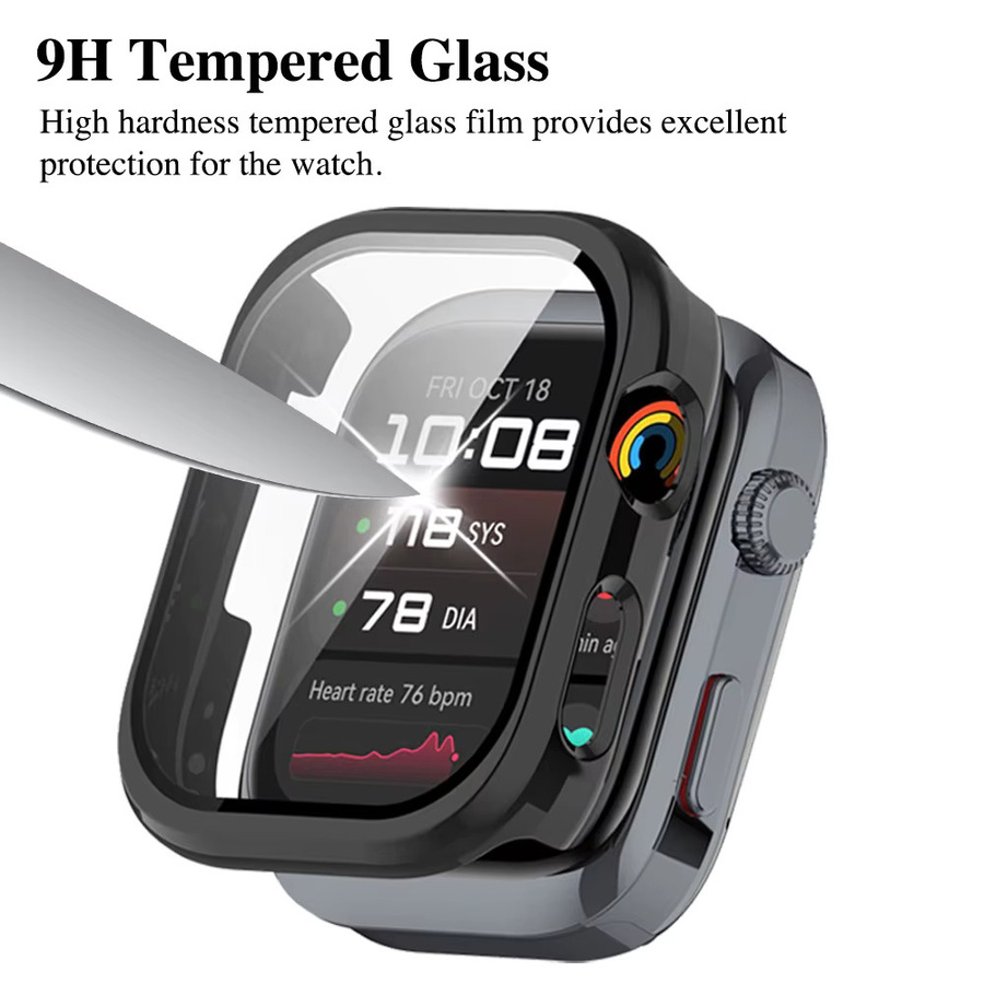 Mptionx Uhrenzubehör für Huawei Watch D2, Gehärtetes Glas + PC-Hülle, Schwarz - Bild 1