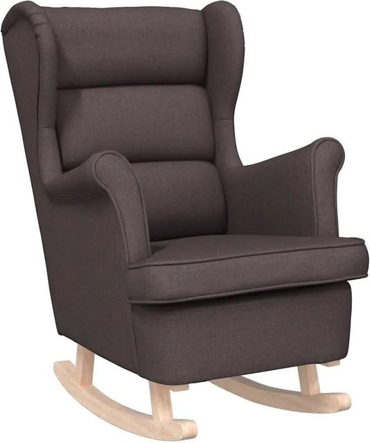vidaXL Schaukelsessel Dunkelbraun mit Stoffbezug und Holzgestell B/T/H: 74 x 90 x 102 cm - Bild 1