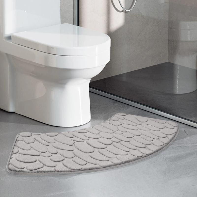 A Life Houseware Badezimmermatte Set aus 2 Stück, gebogene Badematte mit Kieselprägung in Grau, rutschfest und saugfähig, Breite: 40 cm, Tiefe: 100 cm - Bild 9