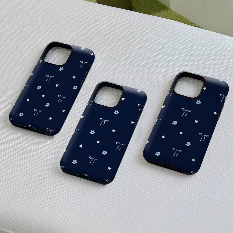Potdemiel Magnetische Handyhülle mit Schleife und Herz in Marineblau für iPhone 18/17/16/15/14/13 Pro Max Plus Robuste Schutzhülle - Bild 5