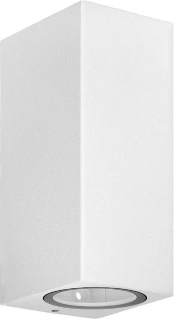 PRIOS Tetje Wandleuchte Außen Modern Weiß aus Aluminium 2-flammig GU10 IP65 - Bild 1