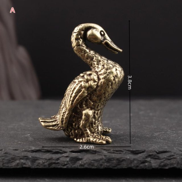 Vintage Heulende Ente Ornament aus Massivkupfer in Gold, Feng Shui Statue für Schreibtisch und Heimdeko, Breite: 3,8 cm, Höhe: 2,6 cm - Bild 1