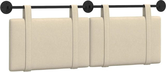vidaXL Wandmontiertes Kopfteil in Beige mit Stoffbezug, Breite: 130 cm, Höhe: 55 cm, Tiefe: 5 cm - Bild 1